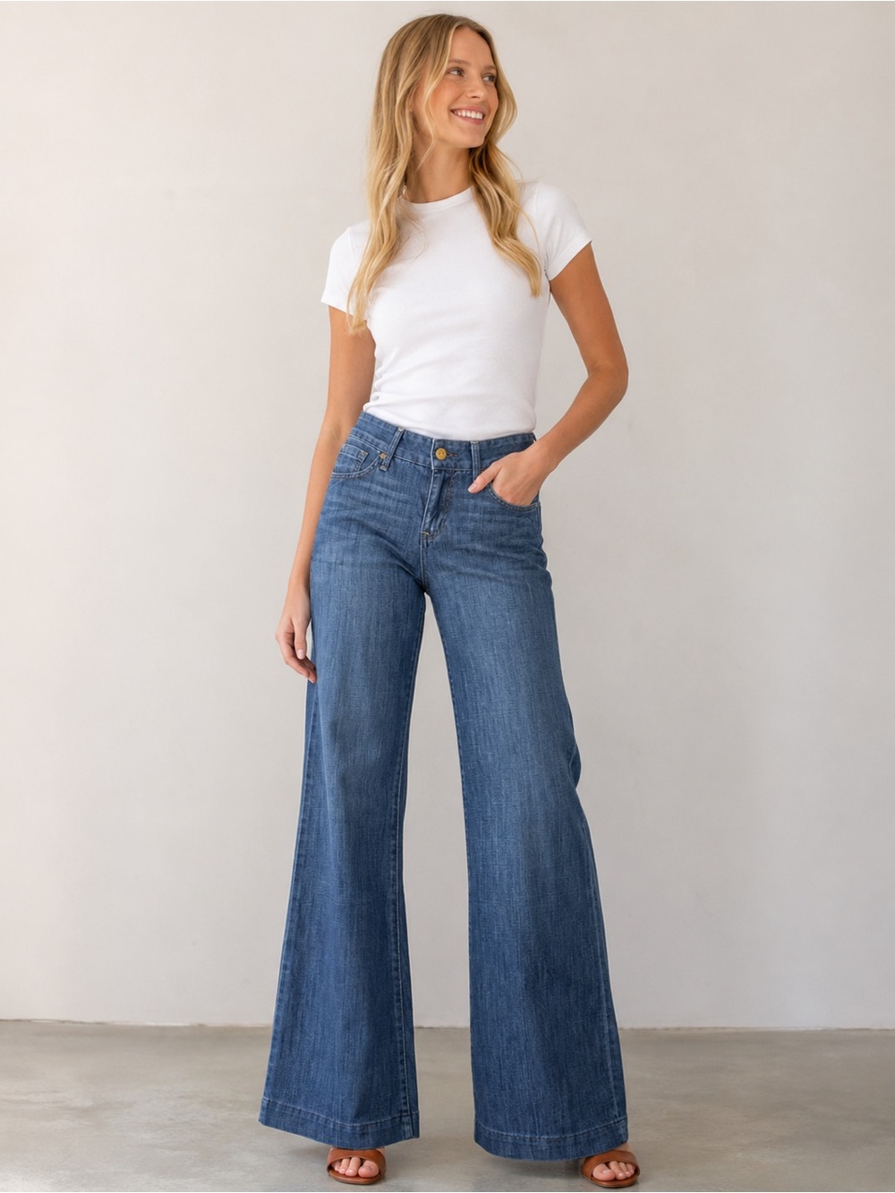 EUC Wide Leg Women's Jeans - Dark Blue